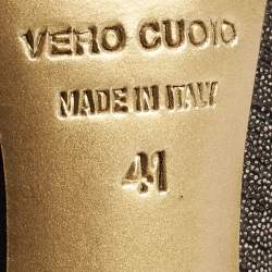 مملوكة مسبقًا Dolce & Gabbana Metallic Laminated Suede Pointed Toe Pumps Size 41