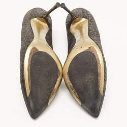 مملوكة مسبقًا Dolce & Gabbana Metallic Laminated Suede Pointed Toe Pumps Size 41