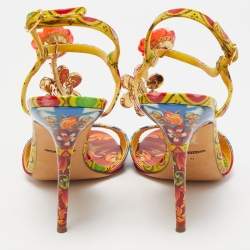 Pre Owned Dolce & Gabbana Multicolor Patent Brocade Ankle Strap Sandals Size 41