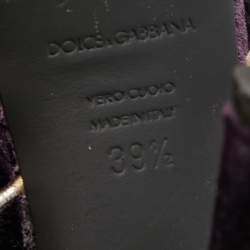 Dolce & Gabbana Purple Velvet and Leather Ankle Strap Sandals Size 39.5