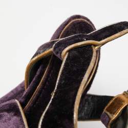 Dolce & Gabbana Purple Velvet and Leather Ankle Strap Sandals Size 39.5