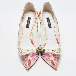 Pre Owned Dolce & Gabbana Multicolor Floral Print Patent Leather Pointed Toe Pumps Size 38