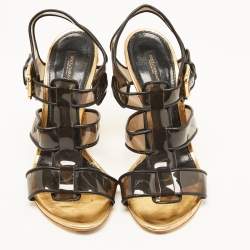 Dolce & Gabbana Black PVC and Leather Strappy Sandals Size 40