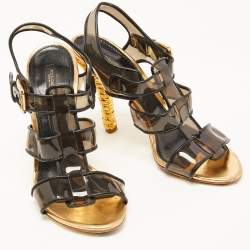 Dolce & Gabbana Black PVC and Leather Strappy Sandals Size 40