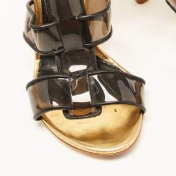 Dolce & Gabbana Black PVC and Leather Strappy Sandals Size 40
