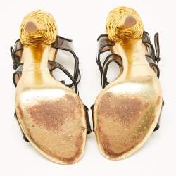 Dolce & Gabbana Black PVC and Leather Strappy Sandals Size 40