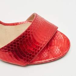 Dolce & Gabbana Red Python Leather Ankle Strap Sandals Size 39