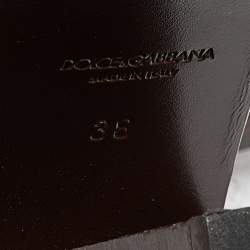 Pre Owned Dolce & Gabbana Burgundy Fur and Leather Calf Length Boots Size 38