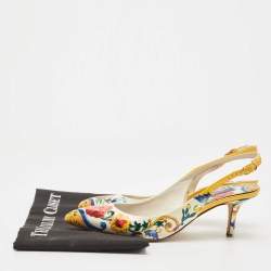 Pre Owned Dolce & Gabbana Floral Print Patent Leather Slingback Sandals Size 37