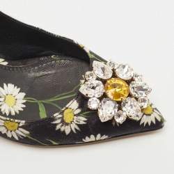 Pre Owned Dolce & Gabbana Multicolor Floral Print Brocade Fabric Crystal Embellished Pumps Size 38.5