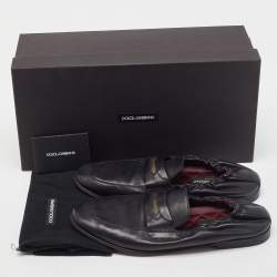 Dolce & Gabbana Black Leather Scrunch Loafers Size 39
