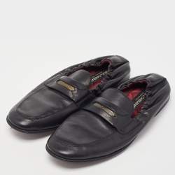 Dolce & Gabbana Black Leather Scrunch Loafers Size 39