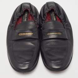 Dolce & Gabbana Black Leather Scrunch Loafers Size 39