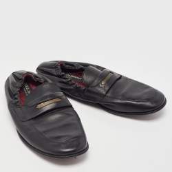 Dolce & Gabbana Black Leather Scrunch Loafers Size 39