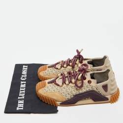Pre Owned Dolce & Gabbana Beige/Brown Suede and Neoprene NS1 Sneakers Size 38