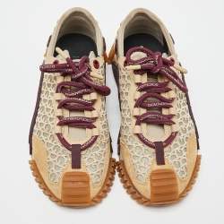 Pre Owned Dolce & Gabbana Beige/Brown Suede and Neoprene NS1 Sneakers Size 38
