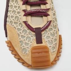 Pre Owned Dolce & Gabbana Beige/Brown Suede and Neoprene NS1 Sneakers Size 38