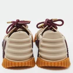 Pre Owned Dolce & Gabbana Beige/Brown Suede and Neoprene NS1 Sneakers Size 38