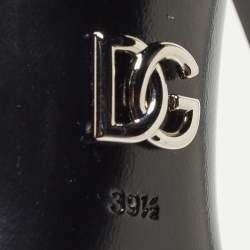 Pre Owned Dolce & Gabbana Black Patent Leather Logo Plaque Platfrom Pumps Size 39.5