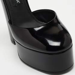 Pre Owned Dolce & Gabbana Black Patent Leather Logo Plaque Platfrom Pumps Size 39.5