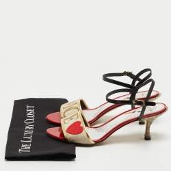 Dolce & Gabbana Multicolor Leather and Canvas Ankle Strap Sandals Size 40