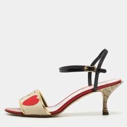 Dolce & Gabbana Multicolor Leather and Canvas Ankle Strap Sandals Size 40