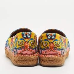 Pre Owned Dolce & Gabbana Multicolor Brocade Fabric Espadrille Flats Size 37