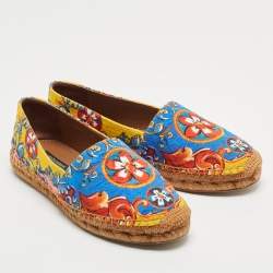Pre Owned Dolce & Gabbana Multicolor Brocade Fabric Espadrille Flats Size 37
