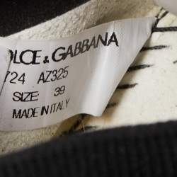 Pre Owned Dolce & Gabbana Black/Silver Crystal Embellished Knit Fabric Sorrento Sneakers Size 39