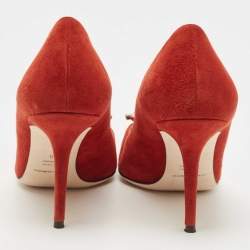Pre Owned Dolce & Gabbana Orange Suede Embellished Pumps Size 38