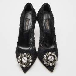 Pre Owned Dolce & Gabbana Black Lace Bellucci Pumps Size 35