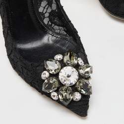 Pre Owned Dolce & Gabbana Black Lace Bellucci Pumps Size 35