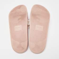 Dolce & Gabbana Pink Jacquard Fabric Embellished Slides Size 40