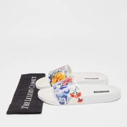 مملوكة مسبقًا Dolce & Gabbana Multicolor Majolica Print Leather Slides Size 40