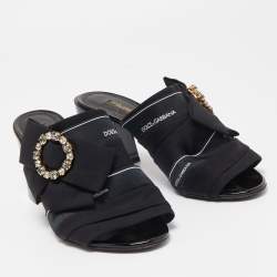 Pre Owned Dolce & Gabbana Black Fabric Slide Sandals Size 39