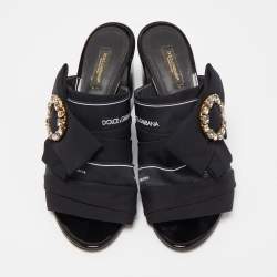Pre Owned Dolce & Gabbana Black Fabric Slide Sandals Size 39