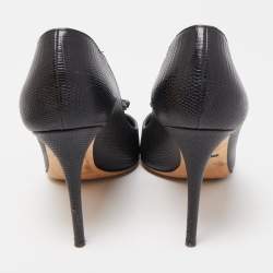 Pre Owned Dolce & Gabbana Black Lizard Embossed Leather Embellished Pumps Size 39