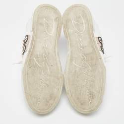 Pre Owned Dolce & Gabbana White Leather Studded Crown Portofino Sneakers Size 38