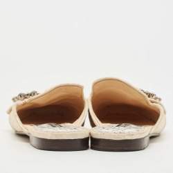 Pre Owned Dolce & Gabbana Cream Floral Print Fabric Flat Mules Size 39