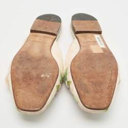 Pre Owned Dolce & Gabbana Cream Floral Print Fabric Flat Mules Size 39