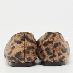 Dolce & Gabbana Beige/Brown Coated Canvas Leopard Printed Smoking Slipper Size 39.5