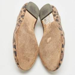 Dolce & Gabbana Beige/Brown Coated Canvas Leopard Printed Smoking Slipper Size 39.5
