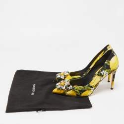 Pre Owned Dolce & Gabbana Multicolor Brocade Fabric Floral Print  Crystal Embellished Pumps Size 36.5