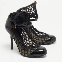 Dolce and Gabbana Black Mesh and Patent Leather Pumps Size 38.5