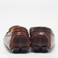 Pre Owned Dolce & Gabbana Brown Leather Slip On Loafers Size 34