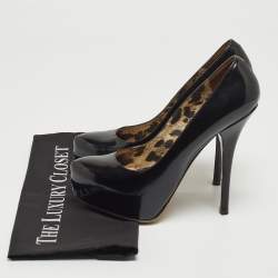 Pre Owned Dolce & Gabbana Black Patent Leather Platform Pumps Size 37.5