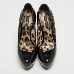 Pre Owned Dolce & Gabbana Black Patent Leather Platform Pumps Size 37.5
