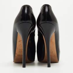 Pre Owned Dolce & Gabbana Black Patent Leather Platform Pumps Size 37.5