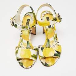 Dolce & Gabbana Multicolor Brocade Fabric Ankle Strap Sandals Size 36.5