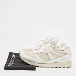 Pre Owned Dolce & Gabbana White Leather and Lace Low Top Sneakers Size 39